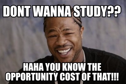 Opportunity cost of not studying