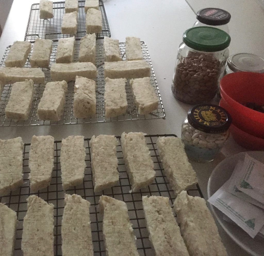 Home-made soap drying in the laundry.