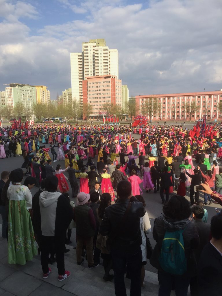 Massed dancing in Pyongyang North Korea, April 2018.
So much fun!