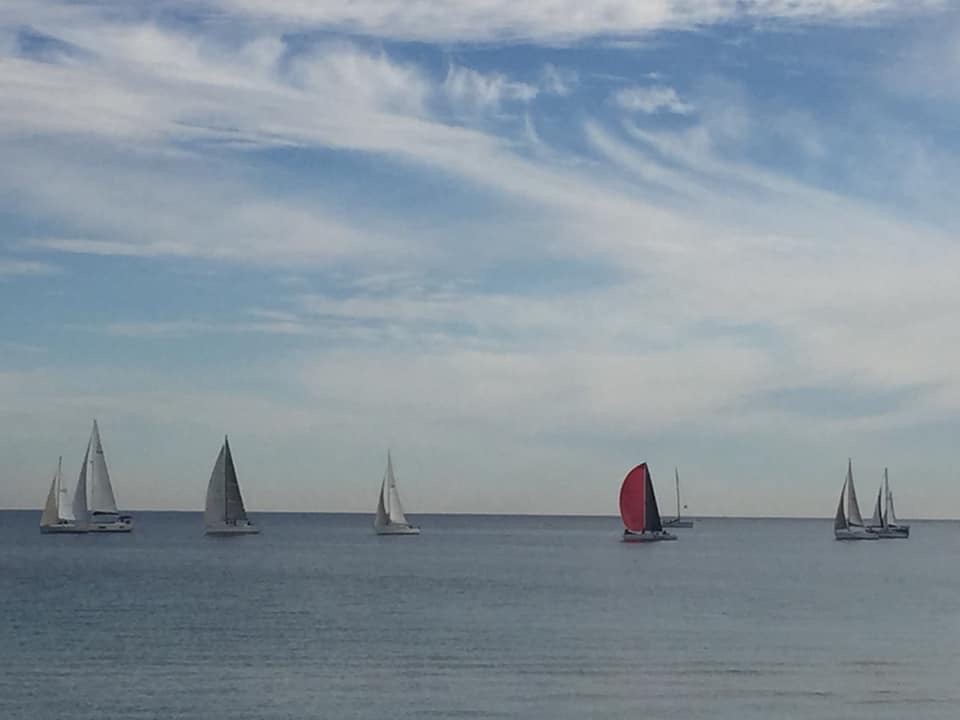 Yachts from the beach.