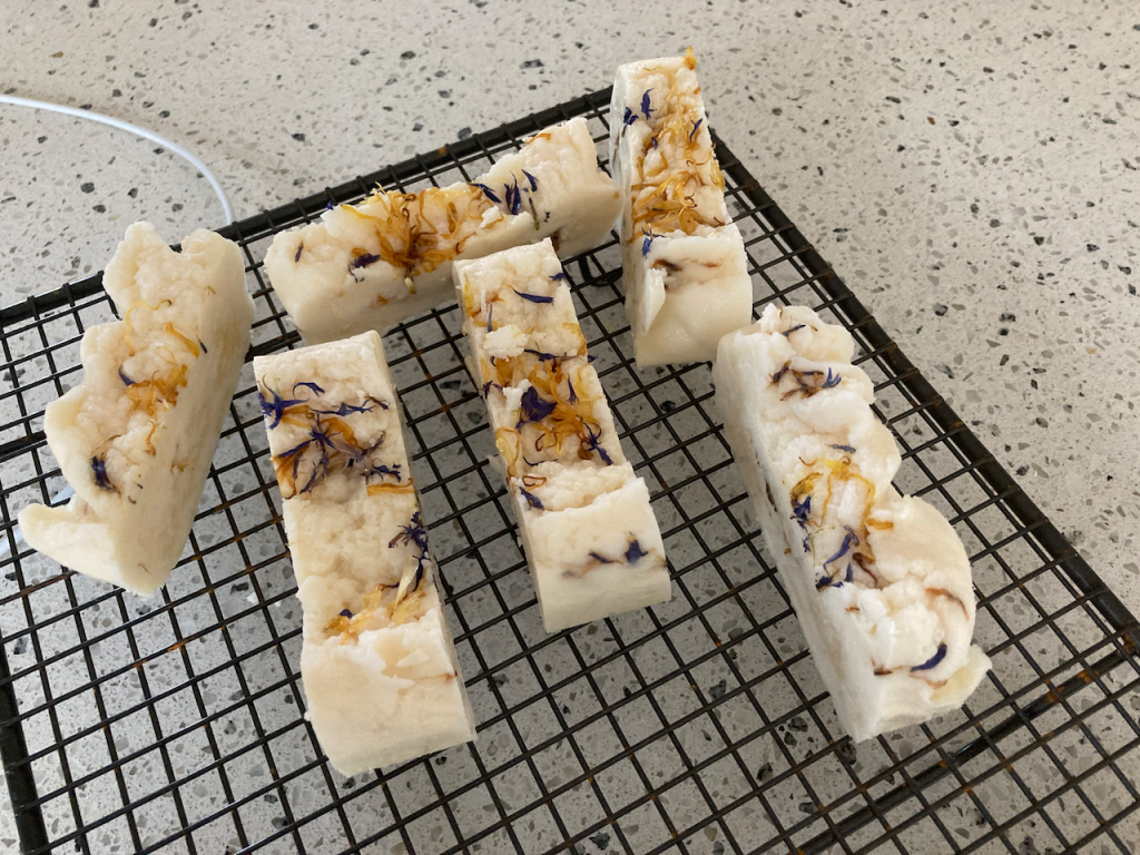 Soap cut into bars.