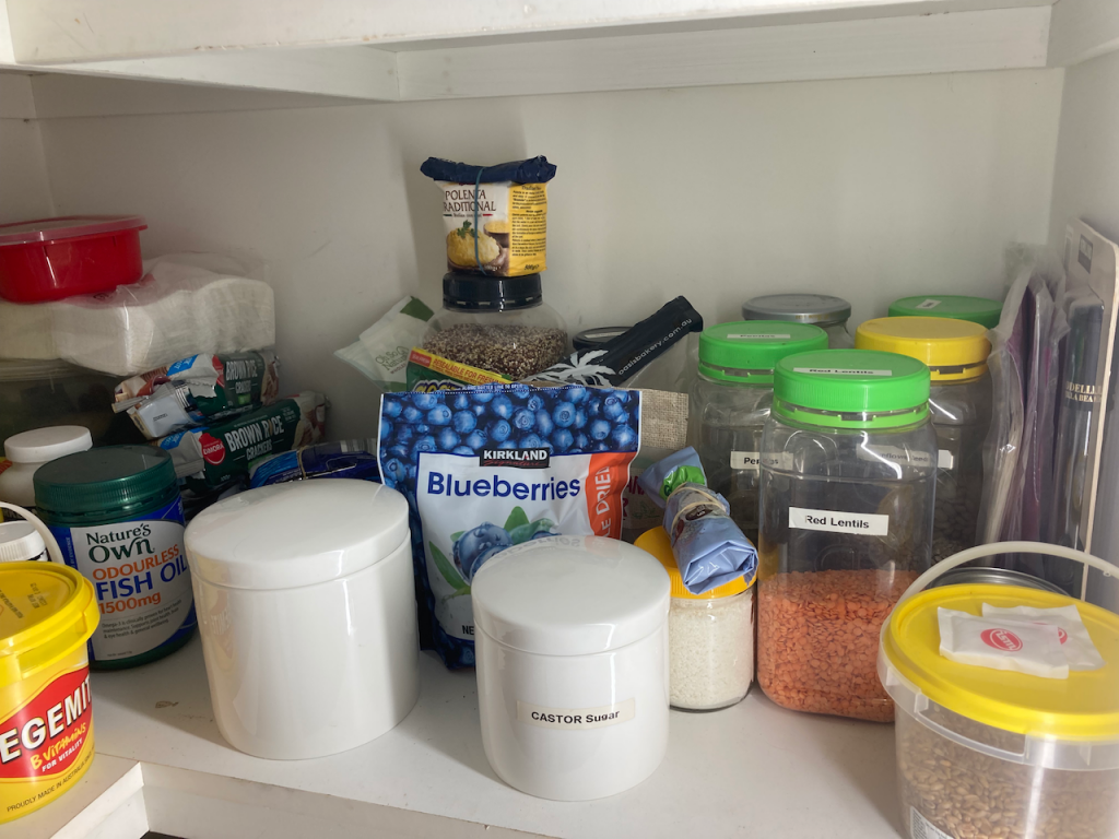 Shelf in pantry.